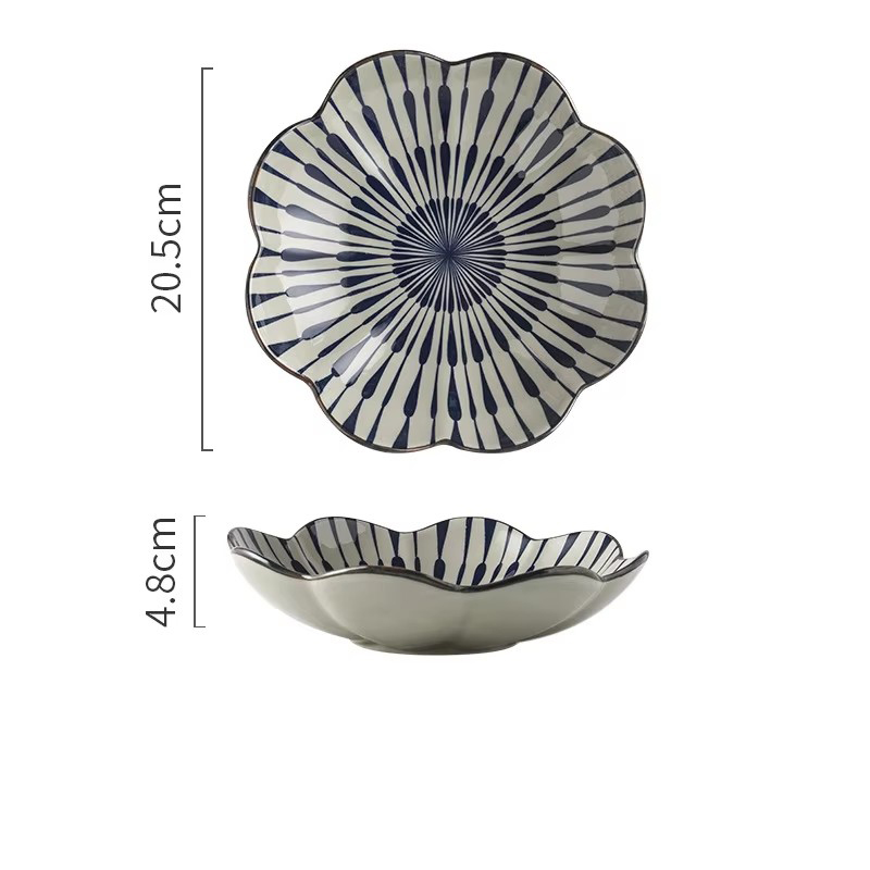 Assiette fleur de cerisier 8,5 pouces gouttes d'eau-blanc
