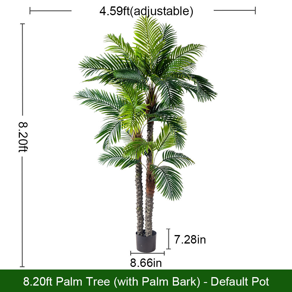 Palmier à écorce naturelle de 250 cm (8,2 pi) avec pot de démarrage lesté