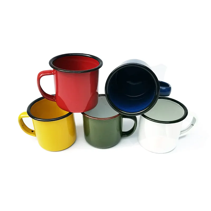 Ретро эмалированная чашка в стиле ретро, чашка-танка, горшок, горшок, кружка на веревке с цветным логотипом