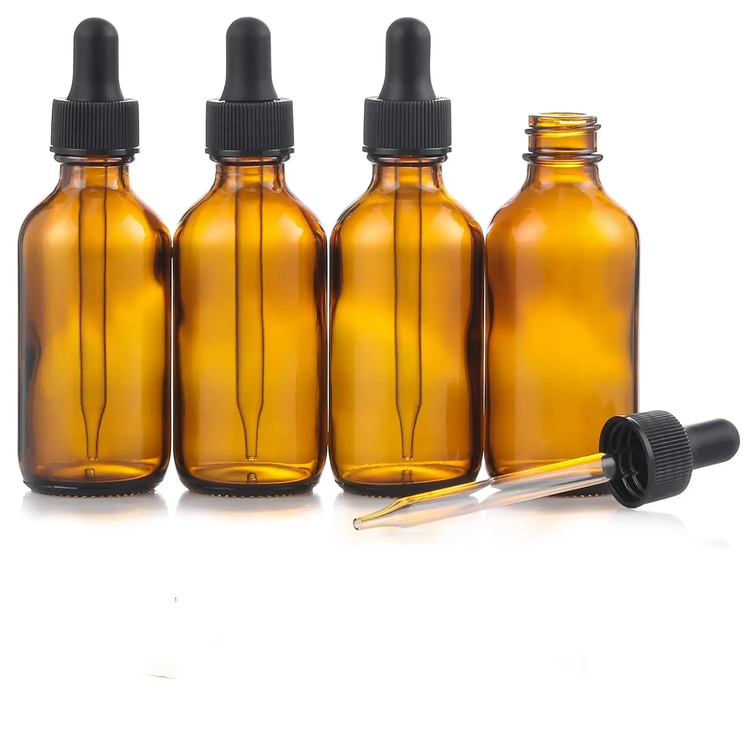 Botella de tintura de vidrio ámbar reutilizable adecuada para aceites esenciales y líquidos