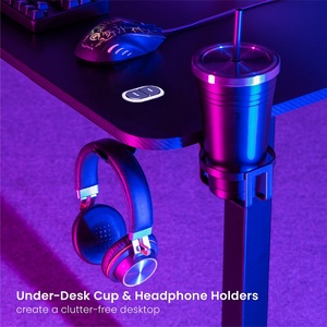 GMD09 RGB L-образный игровой стол для компьютера, дешевый лучший игровой стол, розовый черный большой игровой компьютерный стол - Product Image 5