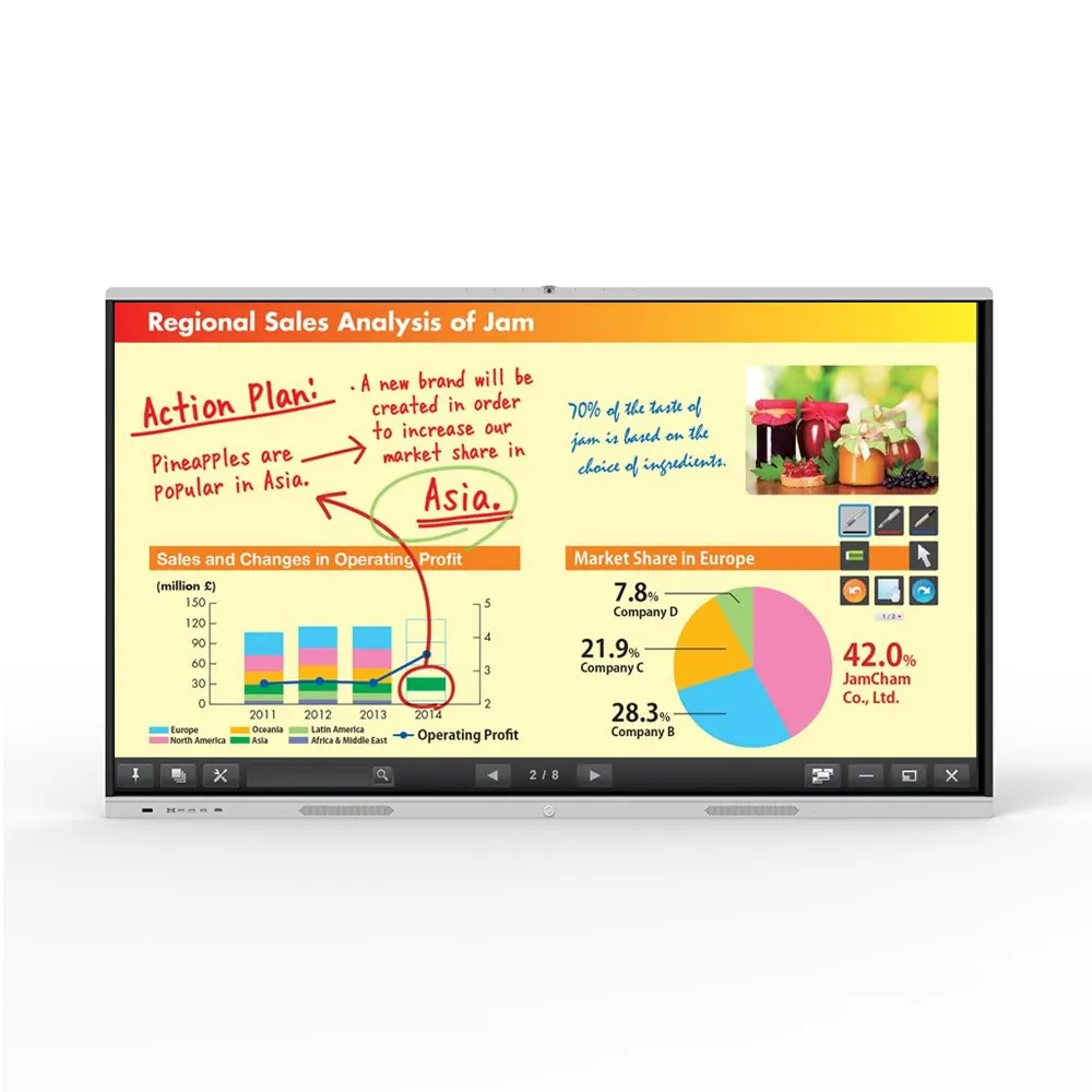 HDFocus Pizarra 4K 65 inç akıllı TV 4K Ultra HD LED monitör interaktif beyaz tahta dokunmatik ekran interaktif beyaz tahta