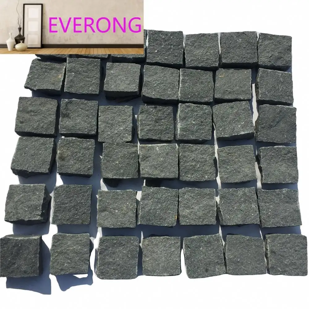 China dark green Granite cleaved Cubes Stone G612 granite natural split cubes for Pavings