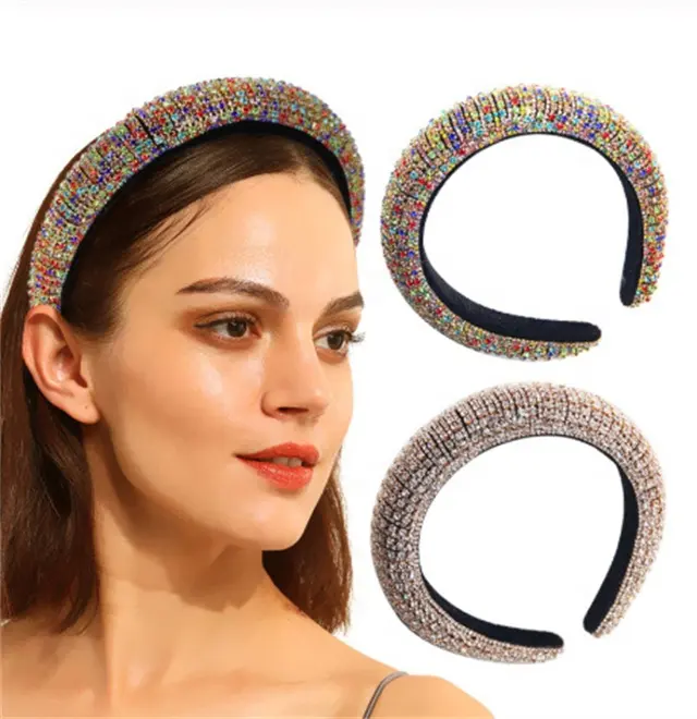Модные роскошные дизайнерские красочные аксессуары для волос со стразами, повязка на голову с блестящими бриллиантами для женщин