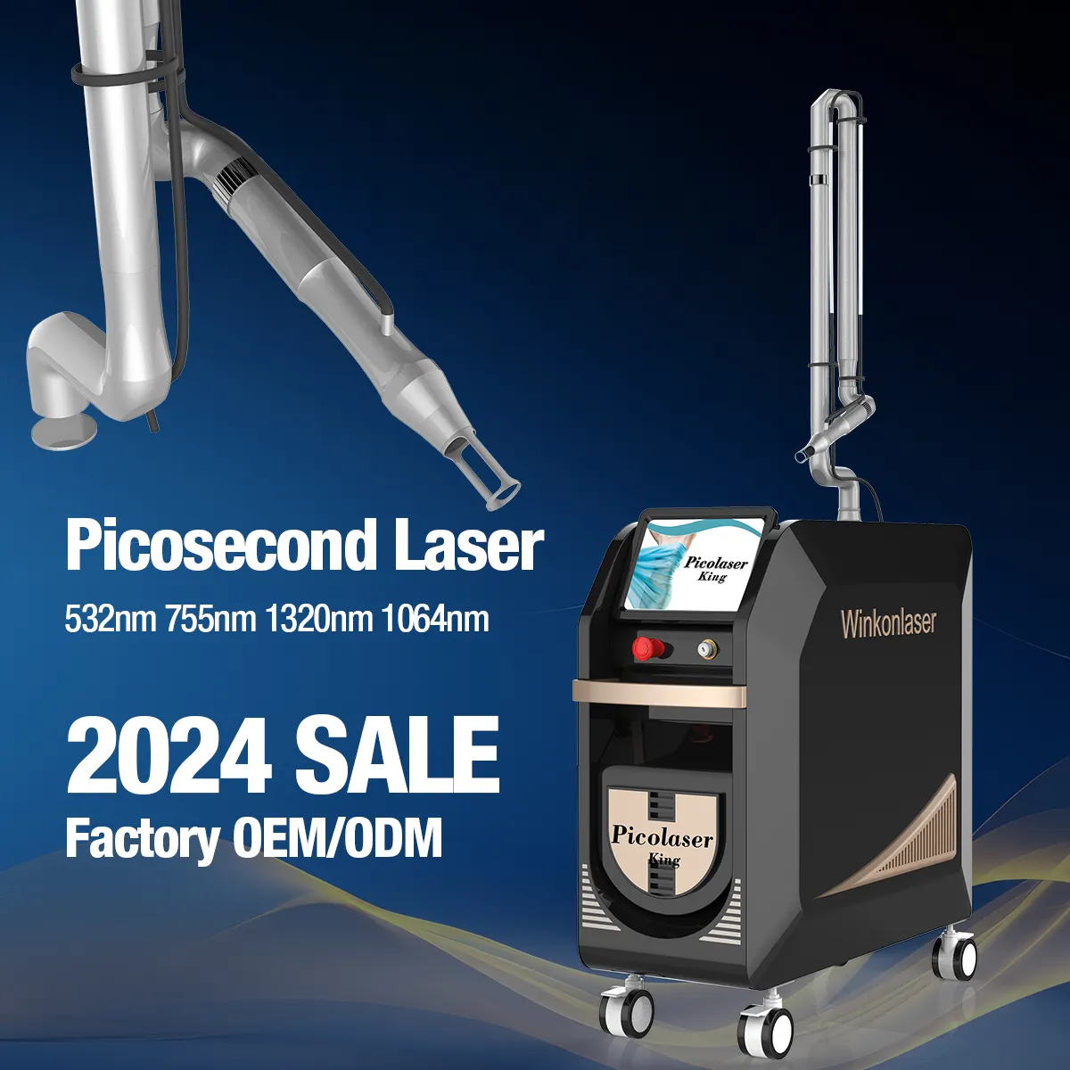 PicoKing Picoseconde Laser 532 755 1320 1064 Pico Q Switch Nd Yag Laser Picoseconde Machine de détatouage PicoLaser