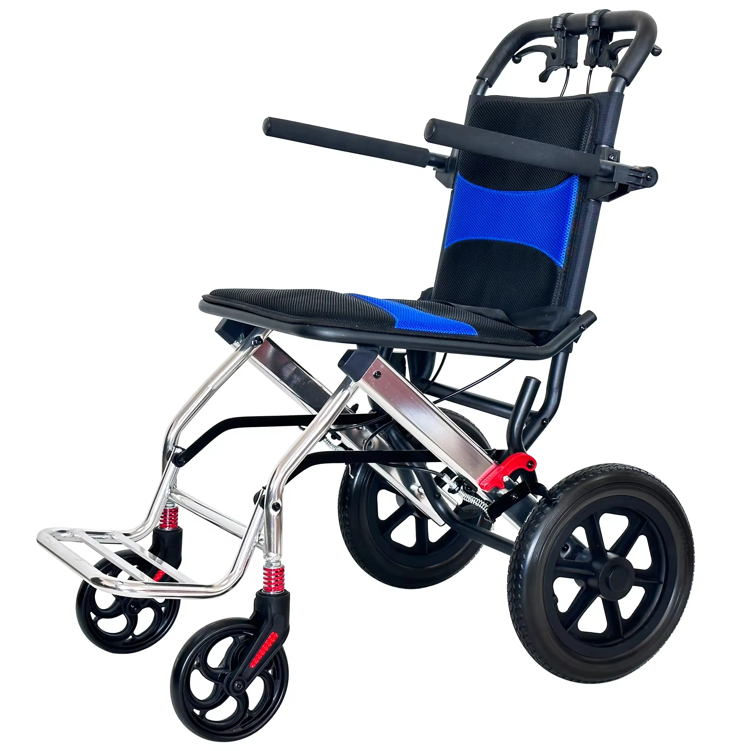 Silla de ruedas manual ligera de aleación de aluminio personalizada barata superventas de fábrica para discapacitados