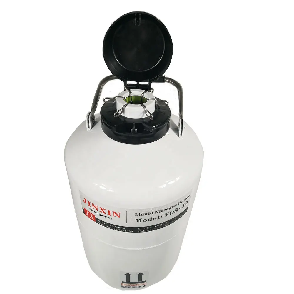 Contenedor portátil de nitrógeno líquido de 10L, hecho de aleación de aluminio para la fabricación de tanques de nitrógeno líquido de laboratorio,