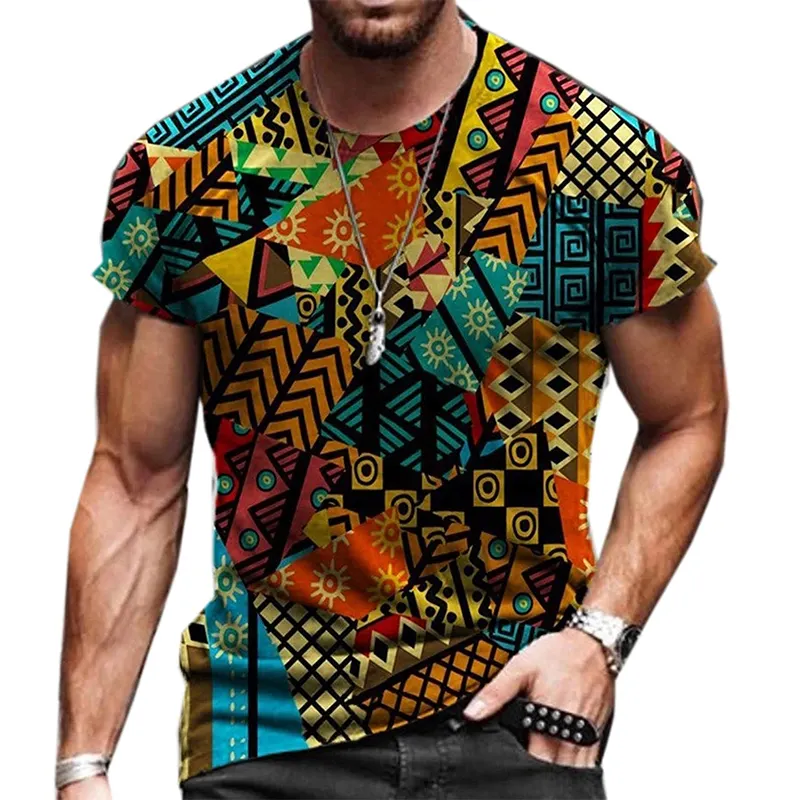แอฟริกันกราฟิกTเสื้อที่มีสีสันบทคัดย่อArt 3Dพิมพ์ผู้ชายผู้หญิงเสื้อยืดวันหยุดStreetwearฮาราจูกุกุดเด็กTeesเสื้อผ้า