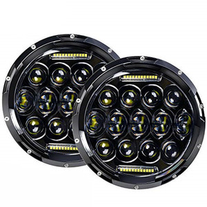 75W araba led çalışma ışığı Hi düşük ışın DRL spot projektör yuvarlak H4 araba çalışma ışığı offroad kamyonlar için