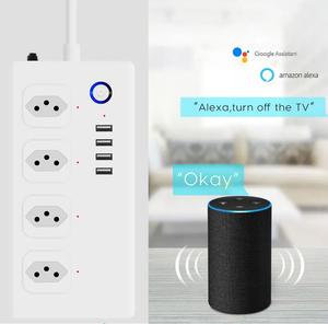 Regleta eléctrica con 4 enchufes, enchufe estándar brasileño con Wifi, 4 Usb, Control independiente, compatible con Smart Home - Product Image 6