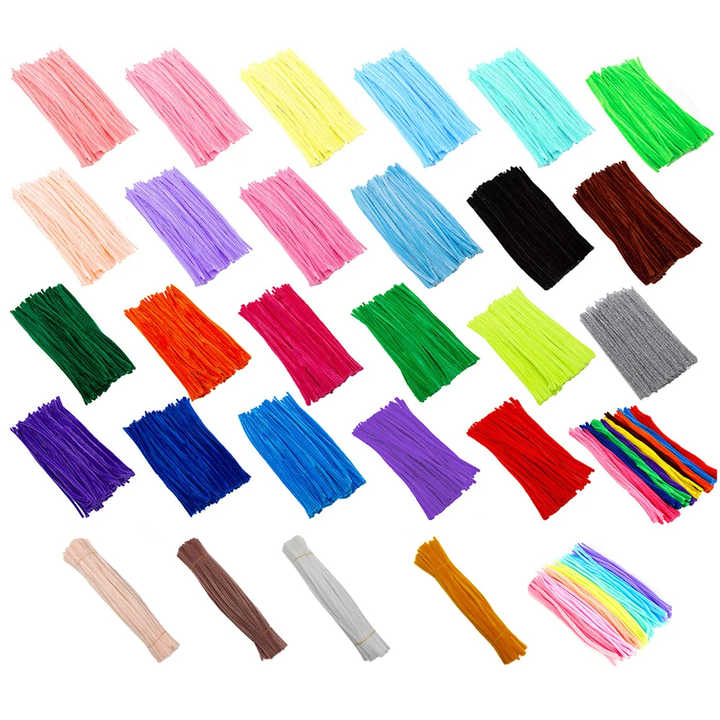 100Pcs Chenille Stems Pipe Cleaners Children Kids Plush Educational Toy Crafts Colorful Pipe Cleaner Toys Handmade DIY Craft