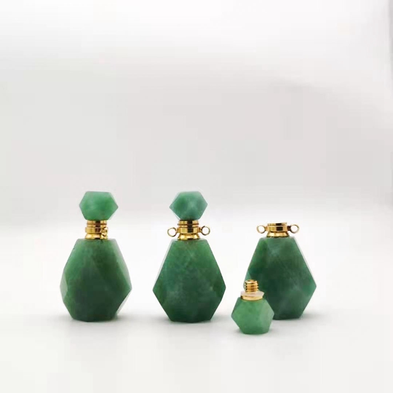 Bouteille de parfum d'aventurine verte