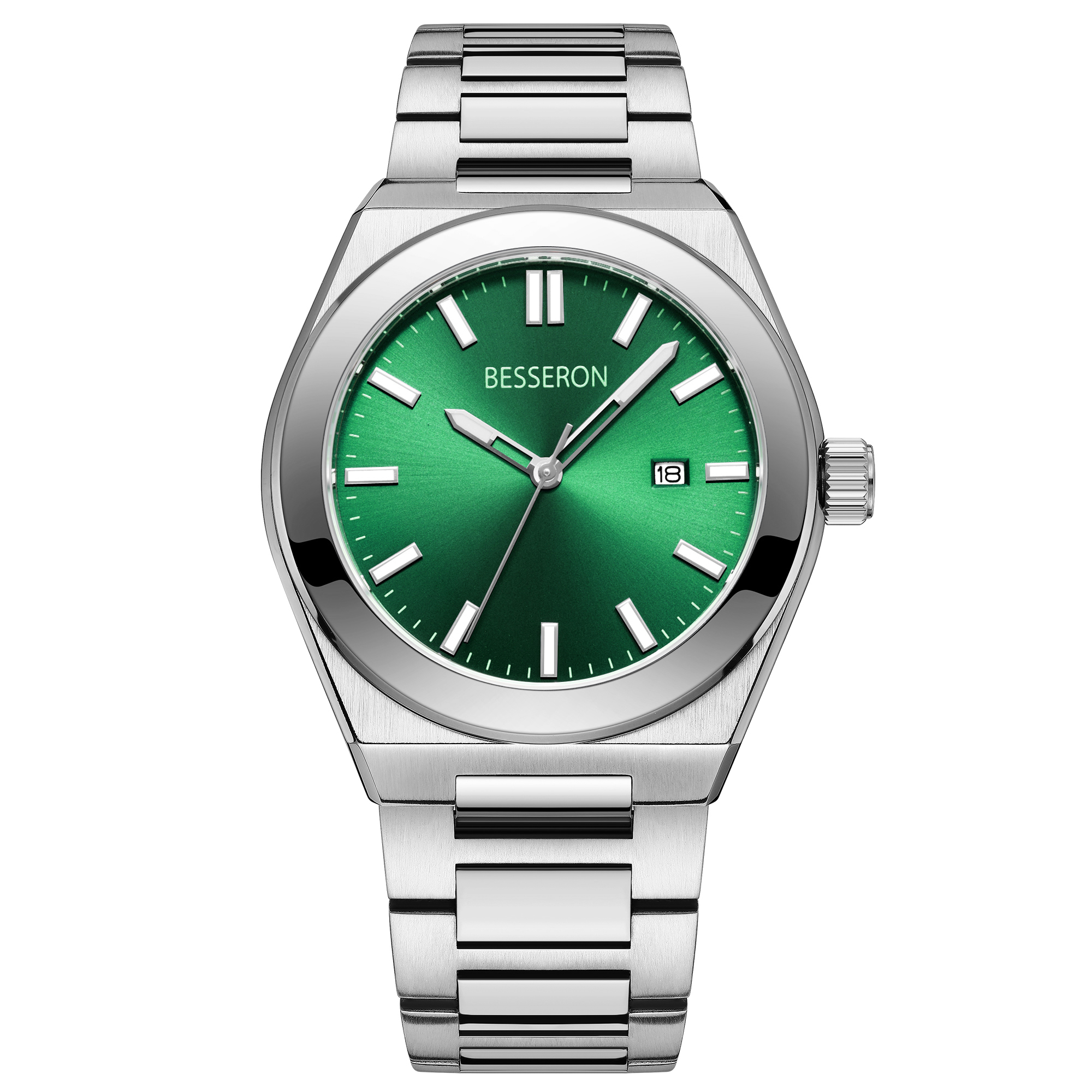 Reloj con esfera verde.