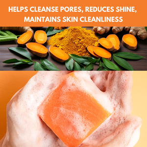 Label pribadi buatan tangan obat pemutih sabun batang kunyit pembersihan mendalam untuk Kulit Normal - Product Image 6