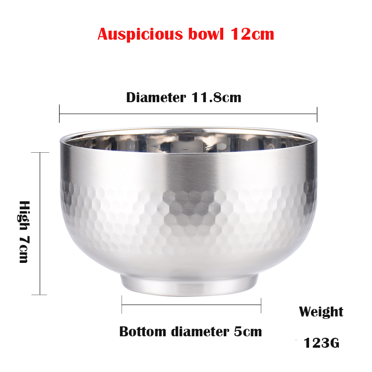 Household Food Grade 304 Stainless Steel Bowl Double Layer Anti-scalding Anti-falling Bowl Baby Rice Bowl