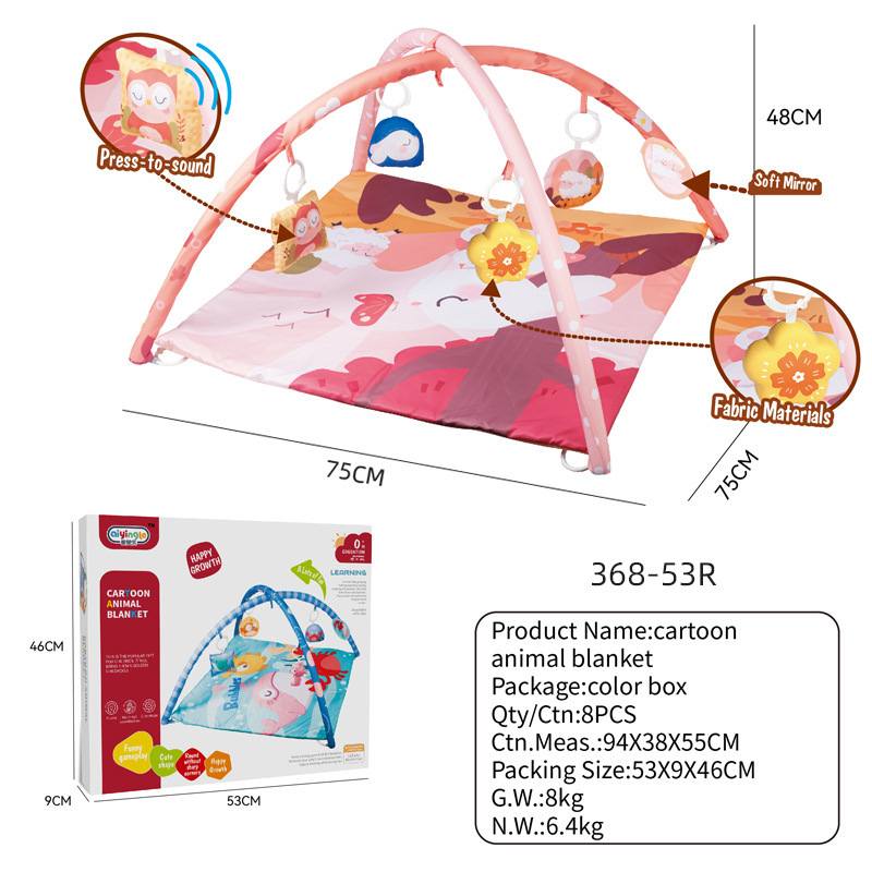 368-53R Tapis bébé carré lapin - Rose