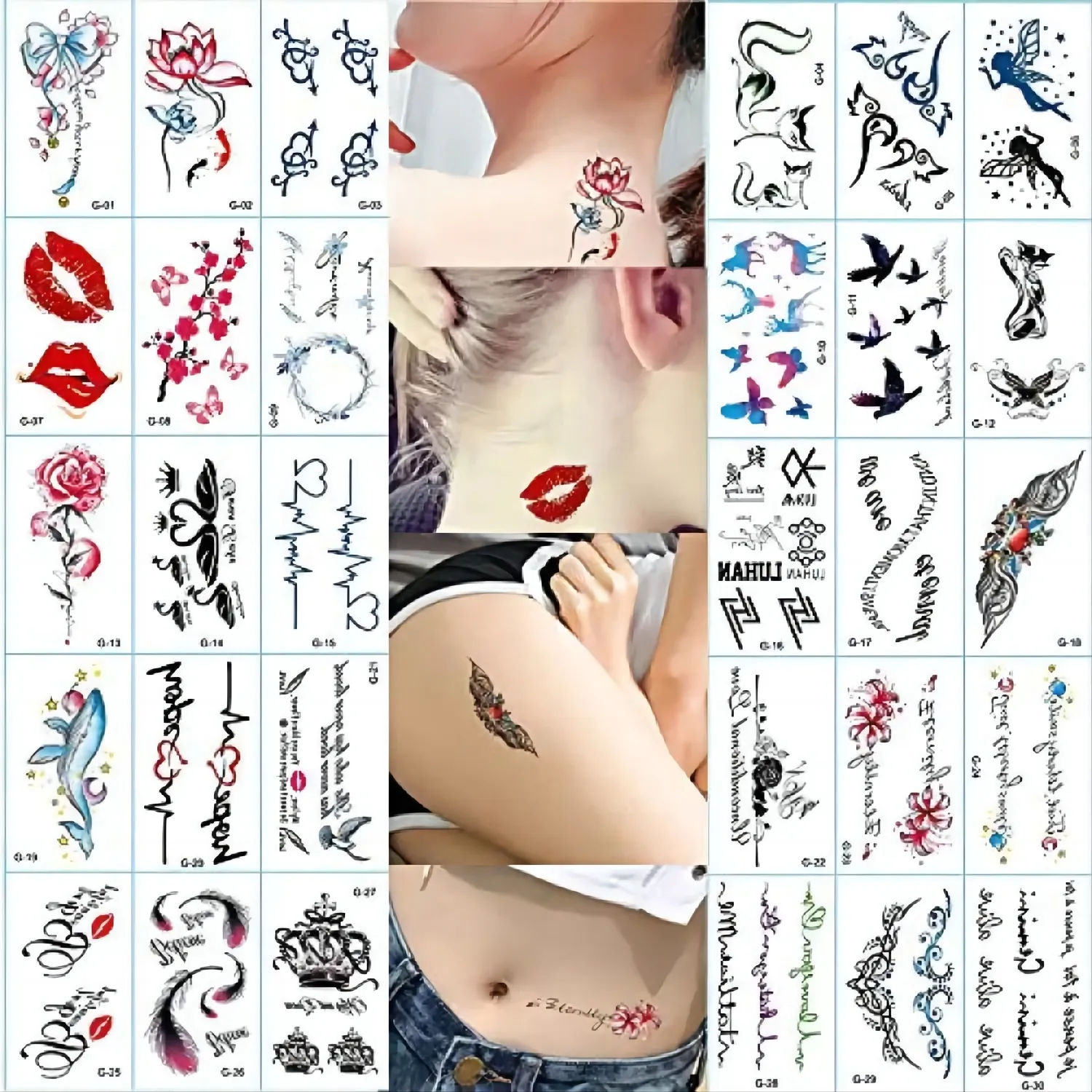 Temporária Tiny Tattoo Adesivos para Mulheres Homens crianças Flower Word Pequenos Padrões À Prova D' Água Etiqueta Do Tatuagem