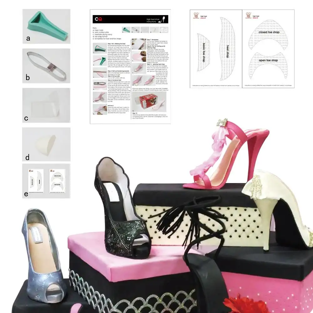Kit de moules de chaussures à talons hauts, outils de décoration en Silicone 3D, 10 pièces