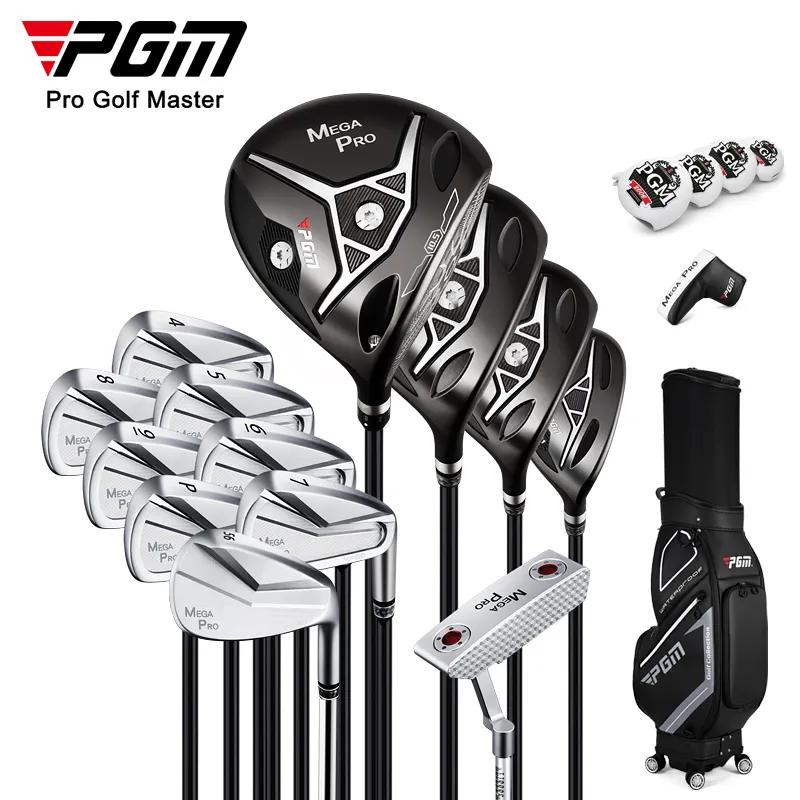 PGM MEGA PRO Set Lengkap Klub Golf, Set 13 Buah Driver Klub Golf Titanium Pria