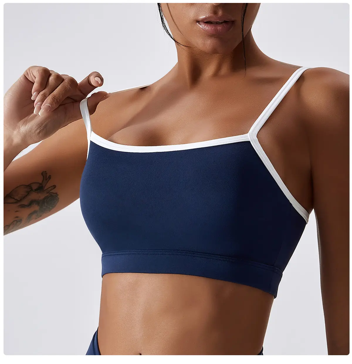 Top da palestra ad asciugatura rapida da donna reggiseno sportivo imbottito da corsa popolare reggiseno sportivo da donna antiurto per il Fitness colorato a contrasto