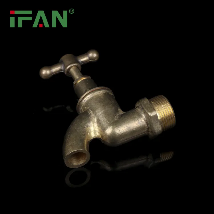 IFAN Retro Style Brass Body Materials Wall Mounted 1/2 3/4 Inch Garden Apartment Brass Bibcock Tap