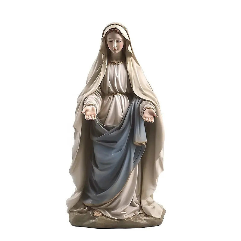 Op Maat Gemaakt Religieus Geschenk Onze Dame Van Genade Figuur Op Basis, Hemelse Poppenstenen Beelden Hars Katholicisme Maagd Mary Beelden