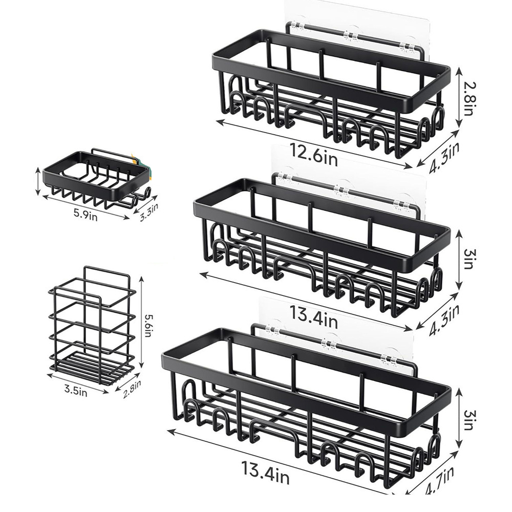 Étagère de salle de bain noire 03 - Ensemble de cinq pièces