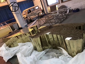 现代高端名牌豪华独家独树一格中央桌伊登金不锈钢树干茶几 - Product Image 3