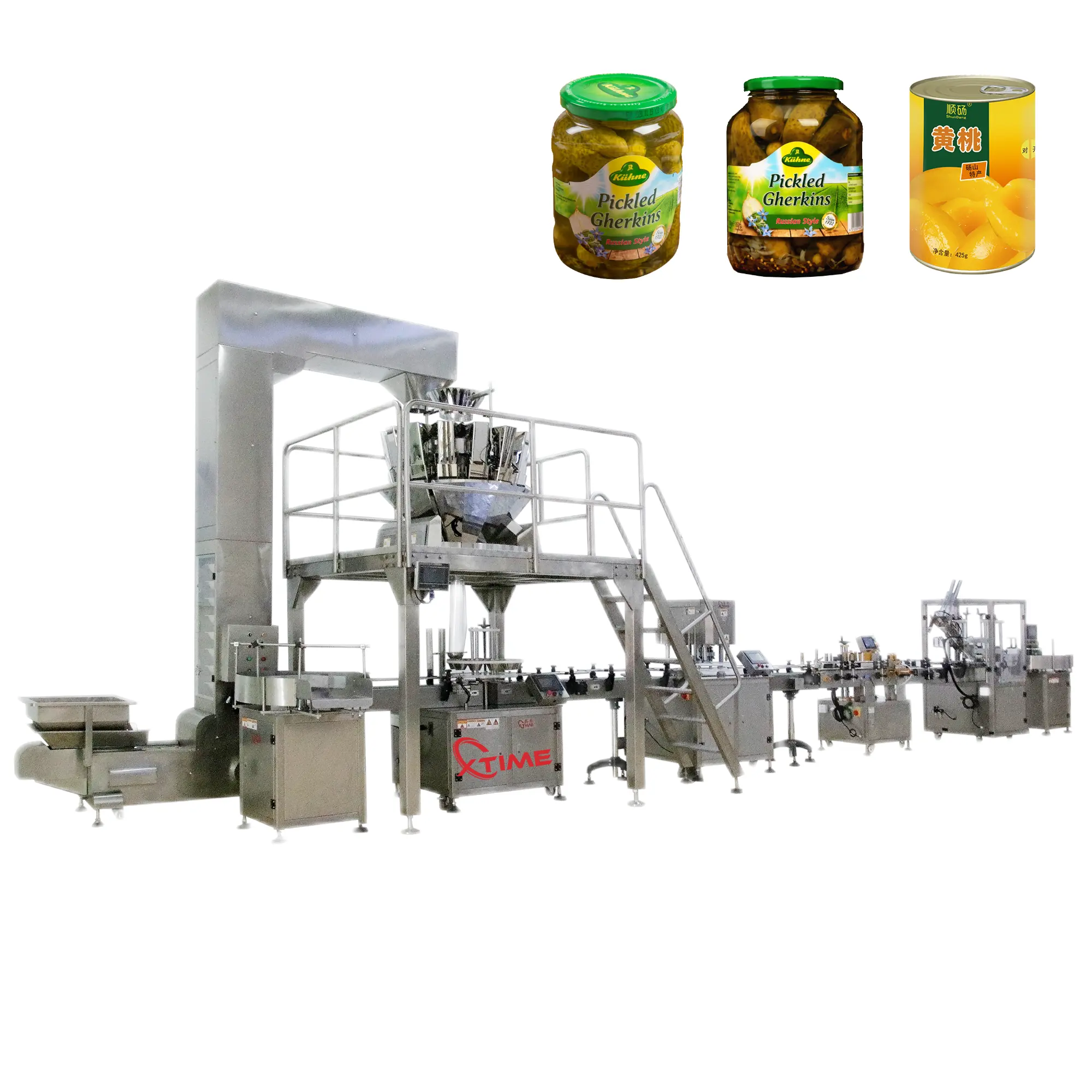 कारखाने अनुकूलन योग्य स्वचालित नमकीन फल सब्जी अचार पैकिंग लाइन भरने और कांच की बोतलों के लिए कैपिंग मशीन
