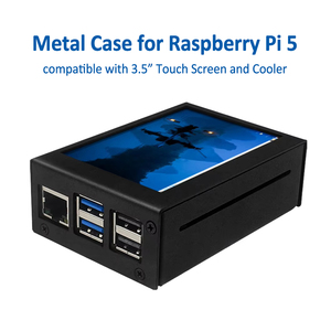 Raspberry Pi 5 custodia protettiva in metallo per 3.5 pollici Touch Screen supporta l'installazione di ventola di raffreddamento e dissipatore di calore per RPi5 - Product Image 2