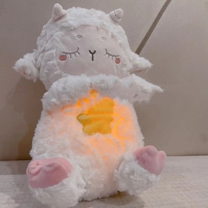 新款婴儿呼吸舒缓睡眠绵羊玩具焦虑缓解绵羊音乐和灯光毛绒动物毛绒玩具