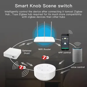 Tuya ZigBee Smart Knob Switch Wireless Smart Scene Switch Button Remote Knob Dimmer Automatización Escenario APP Control Zigbee Bulb - Product Image 6