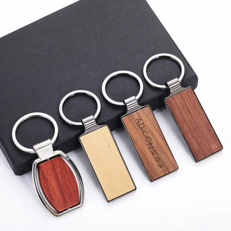 Llavero personalizado de madera con grabado por sublimación, regalo de promoción, forma personalizada a granel, de metal, duradero, en blanco