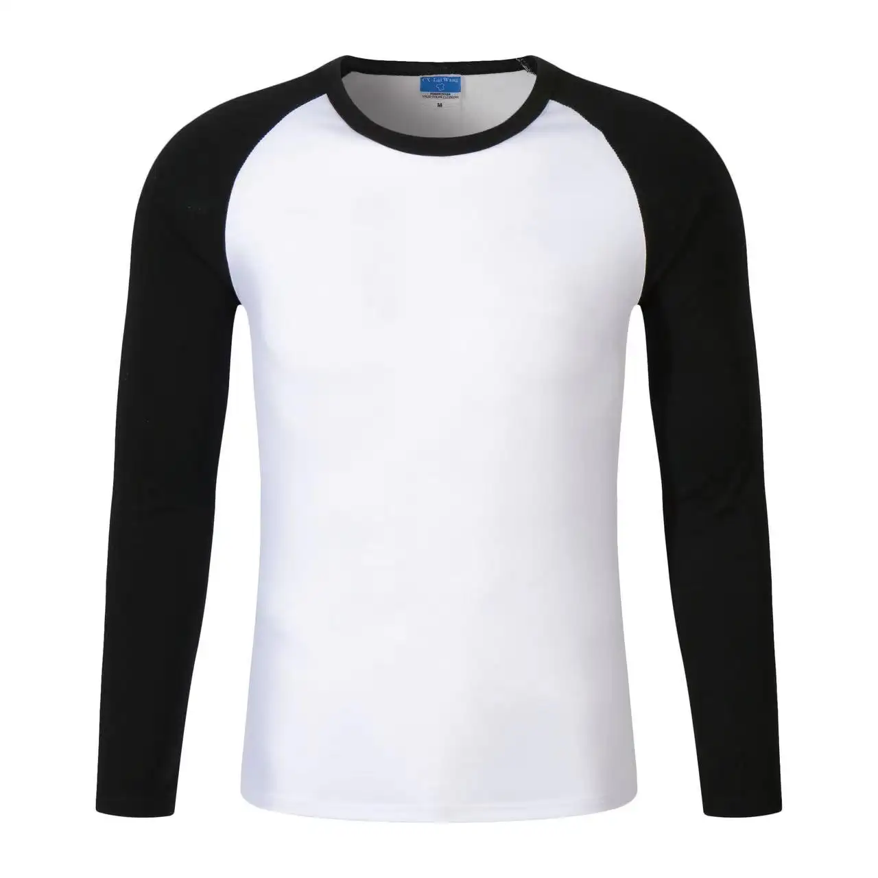 Poliéster algodão Spandex homens T camisa manga comprida logotipo personalizado Raglan T shirt