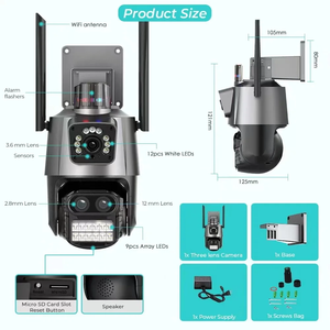 室外防水9Mp Ptz圆顶IP摄像机，带Wifi IP66夜视运动检测双向音频室内使用ICSEE功能 - Product Image 6