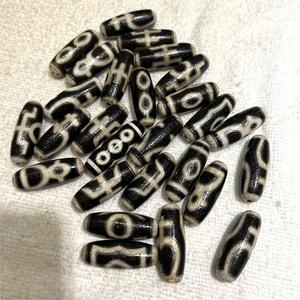 卸売40mmブラックカラーチベット古代神の富古いビーズアンティークチベット瑪瑙ビーズブレスレット作り用