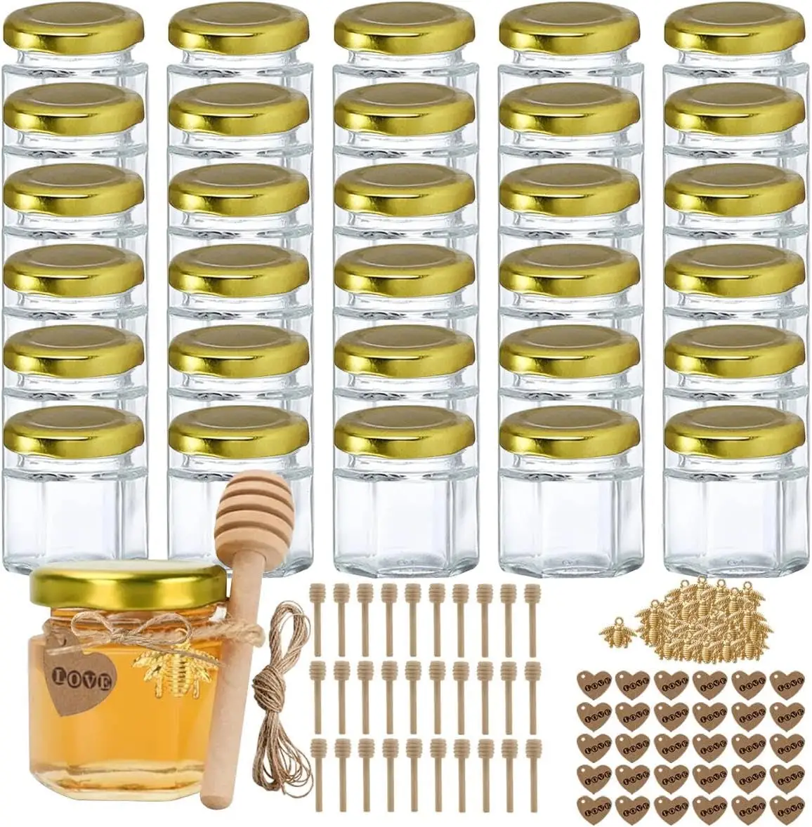 Customjarso Multi-Capaciteit Glas Jastickersoring Honing, Jam, Kaarsen Of Andere Decoraties, Intieme En Betaalbare Glazen Pot