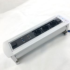 Aleación de aluminio 220V 250V 16A Motorizado Oculto Girado Alemania Flip up Socket de escritorio con cargador USB y caja de cable de datos - Product Image 4