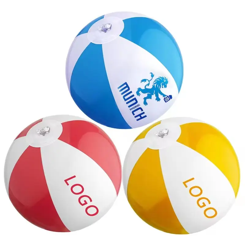 Bola de praia inflável para crianças, bola de praia colorida em PVC ecológica com logotipo personalizado de alta qualidade, brinquedo aquático inflável para crianças