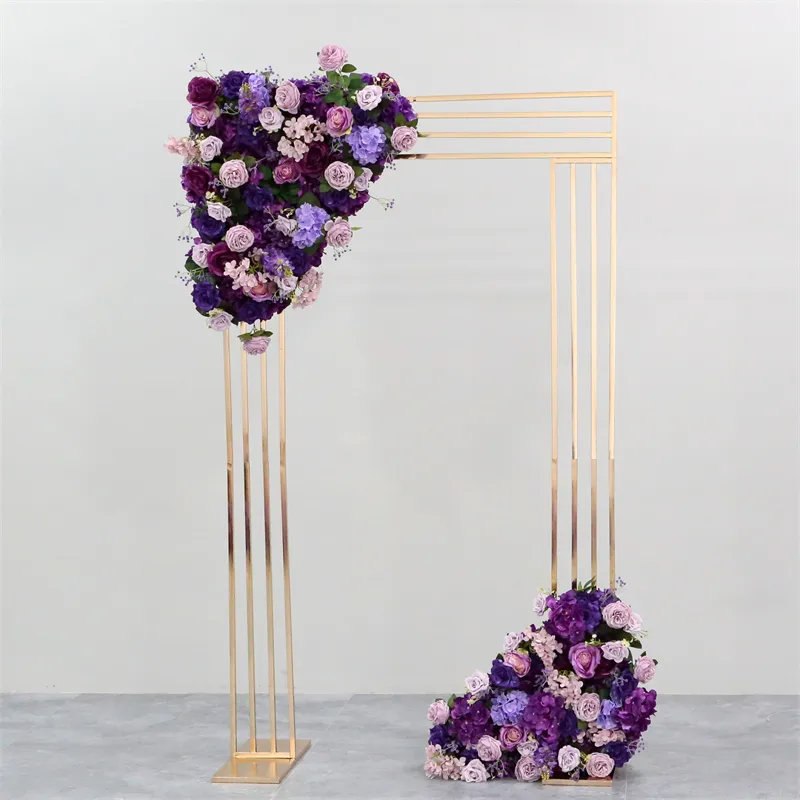 LFB2225-2 Event Party Supplies Aço Inoxidável Flower Stand Gold Metal Arch Backdrop Frame Para Casamento Flor Artificial