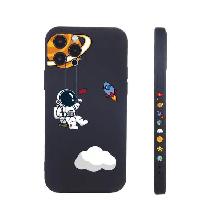 Für iPhone 12 Pro Max Klon benutzer definierte Hülle mit Druck logo auf der Stoßstange, für iPhone 12 Mini Liquid Cartoon Hülle