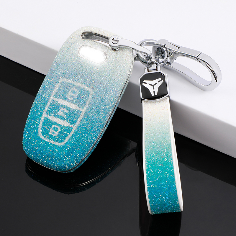 Couvercle 3 boutons Type-A + porte-clés TPU-Bleu
