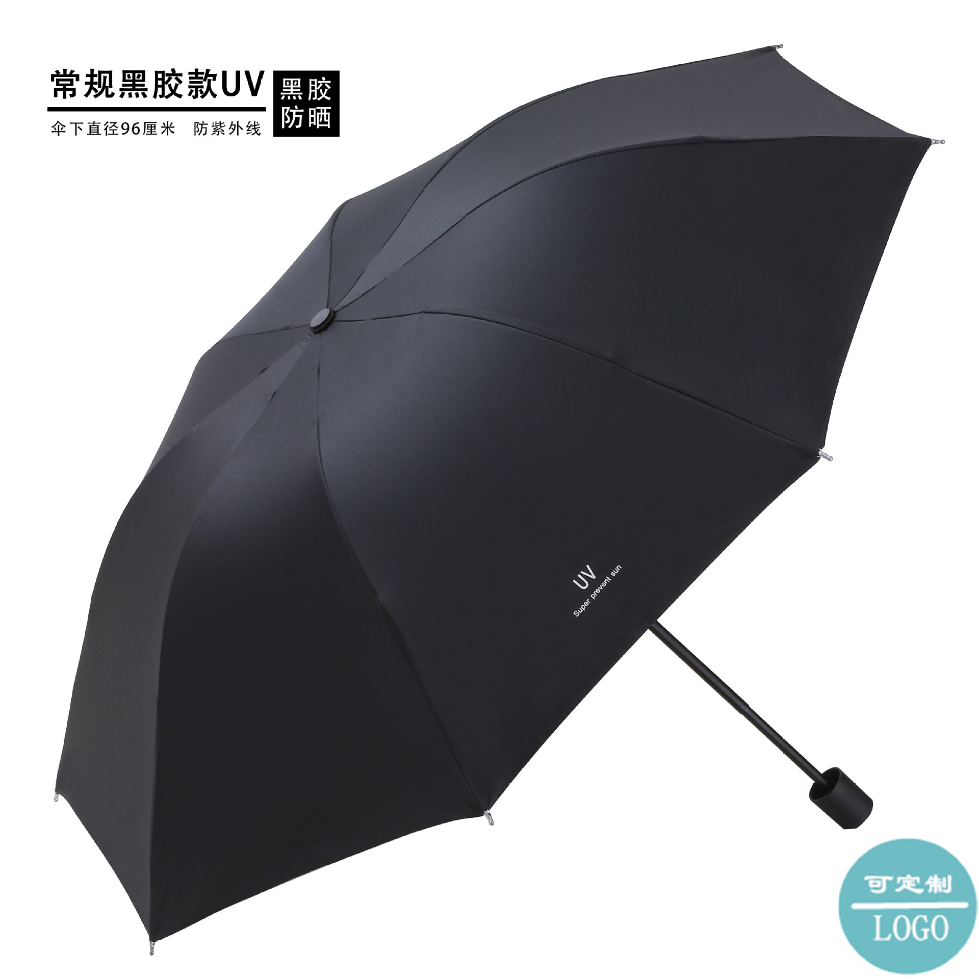 Parapluie en vinyle noir pliable manuellement