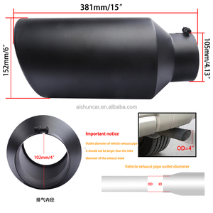 ปลายท่อไอเสียสแตนเลสในรถยนต์4 "ทางเข้า6" ทางออก15 "ความยาว-ตัดมุมรีดออกแบบด้วยสกรูตรงจากโรงงาน - Product Image 6