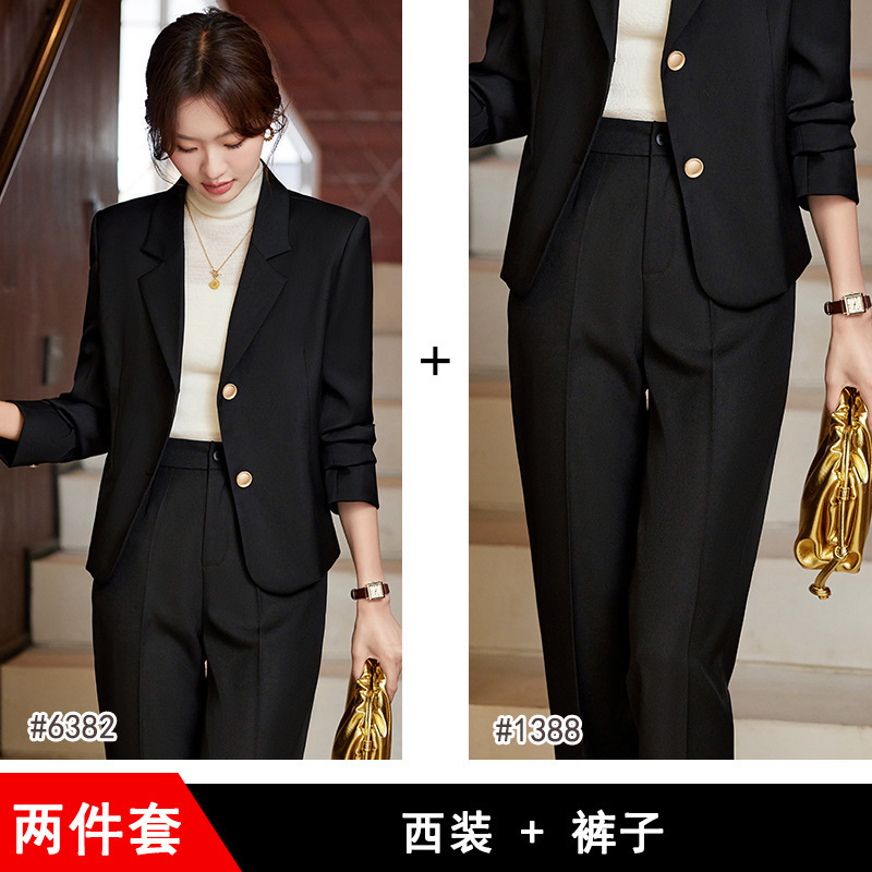 Black long-sleeved shirt and suit pants