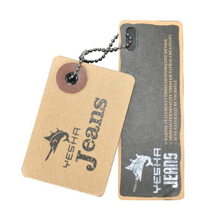 Cheap Wholesale <strong>Custom</strong> Reflective Kraft Paper Labels Safety Pins Wax <strong>String</strong> Leather Jeans Screen <strong>Printed</strong> Retail Hang <strong>Tags</strong>