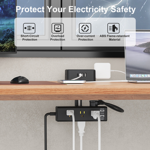 Tira de alimentación de montaje en borde de escritorio de doble capa todo en 1 13 salidas 4 puertos USB e interruptor multifuncional 125V NFC enchufe de escritorio - Product Image 6