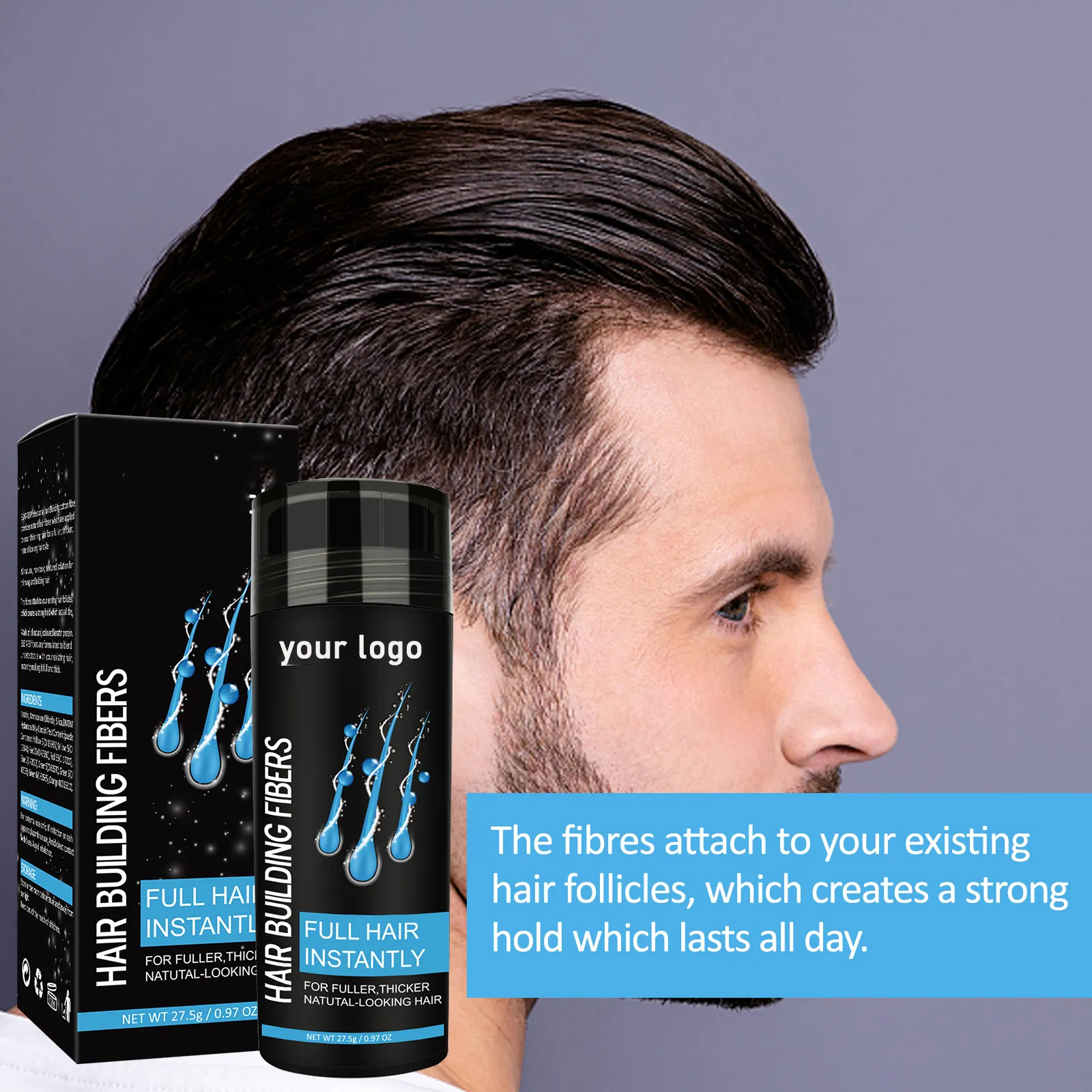 رذاذ ألياف الكيراتين لبناء المنتج المخصص, رذاذ ألياف الشعر السميك لإعادة نمو الشعر