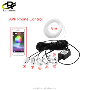 Evrensel araba Led iç ışık 6 1RGB aktif EL Neon APP kontrolü atmosfer ışığı müzik 8M Fiber optik şerit işık - Product Image 1