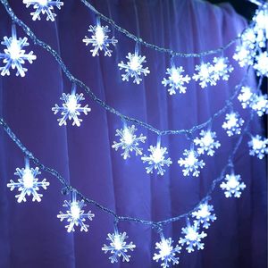 Guirnalda de luces LED de copo de nieve, guirnalda de hadas, decoraciones para árbol de Navidad, enchufe de batería USB, luces decorativas - Product Image 5